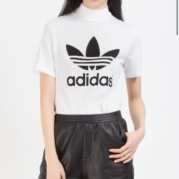 adidas Tops - ADIDAS White Berlin Trefoil High-Neck T-Shirt